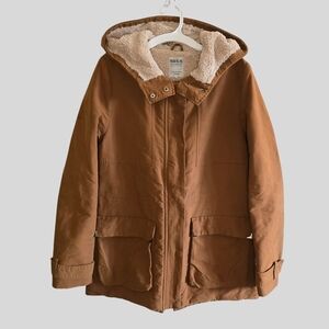 Vintage Zara Trafaluc Sherpa Lined Hooded Parka Jacket Women’s Size Small Brown